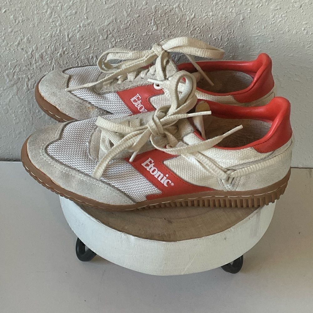 Vintage Etonic Womens Sneakers White Orange Running Athletic Shoes R-430 Sz 6.5
